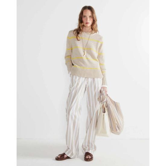  큘 스웨터 쿨레 더 타툼  카키/옐로우 미니스트라이프 - KULE