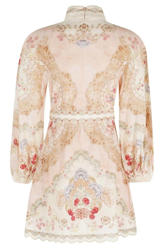  짐머만 숏 원피스 지머만 데이라이트 미니 드레스 벽지 플로럴 블러쉬 - ZIMMERMANN