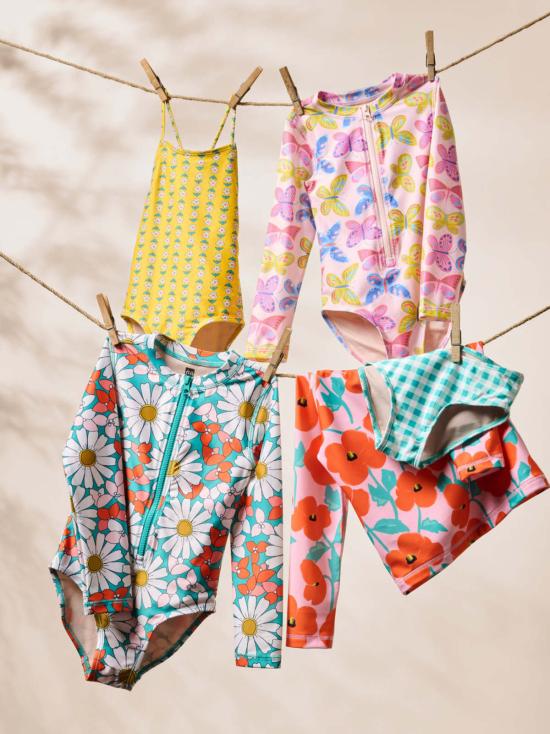  [키즈] Tea Collection 원피스 수영복 키즈 티 컬렉션 크로스백 원피스 수영복 빈티지 플로럴 타일 - OTHER BRANDS