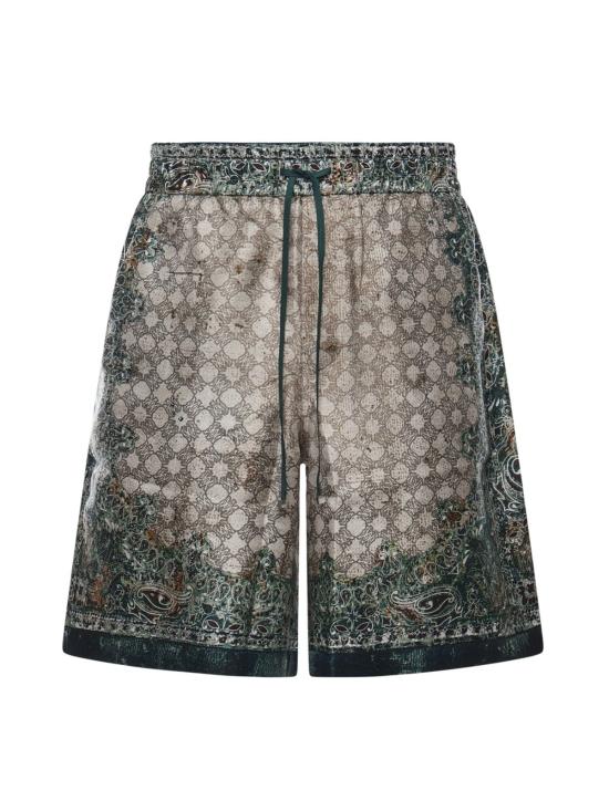  아미리 숏팬츠 실크 프린트 버뮤다 반바지 (레드)