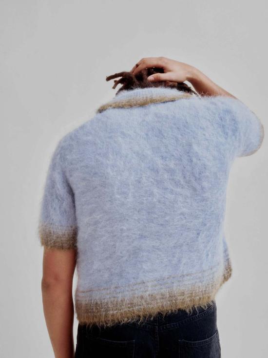  사야카 다비스 뉴욕 스웨터 사야카 데이비스 뉴욕 컴팩트 니트 폴로 셔츠 (블루/그린) - SAYAKA DAVIS NEW YORK