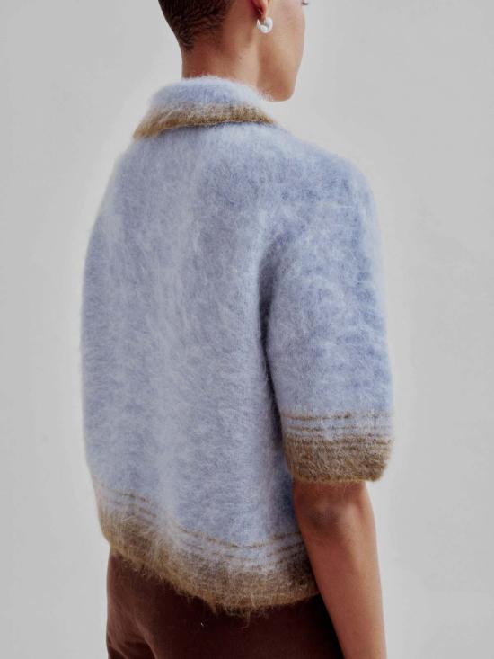  사야카 다비스 뉴욕 스웨터 사야카 데이비스 뉴욕 컴팩트 니트 폴로 셔츠 (블루/그린) - SAYAKA DAVIS NEW YORK