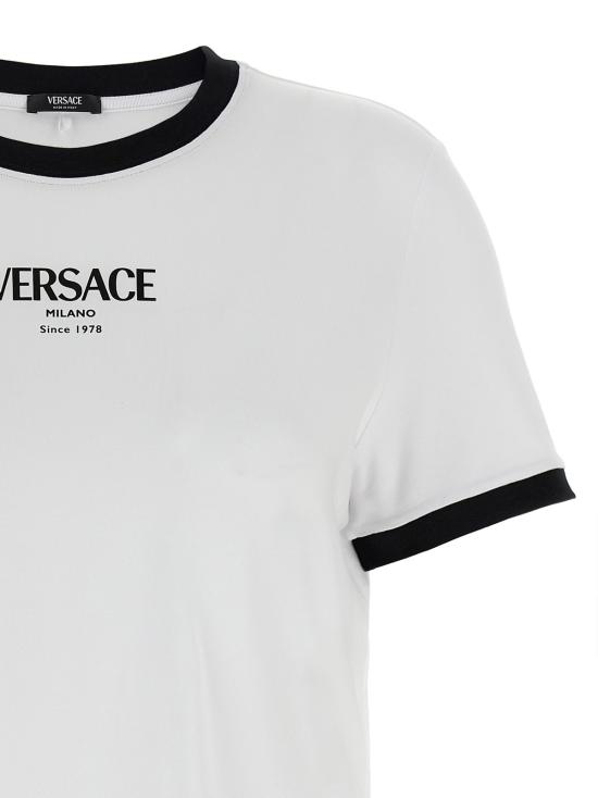 베르사체 반팔 티셔츠 로고 티셔츠 화이트/블랙 - VERSACE