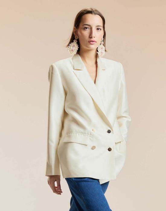  신시아 로리 수트 자켓 신시아 로울리 더 브레이커스 더블 브레스트 블레이저 화이트 - CYNTHIA ROWLEY