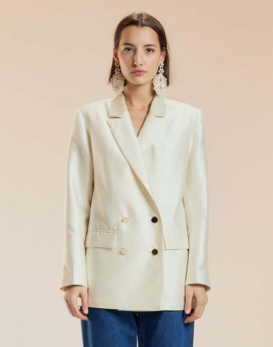  신시아 로리 수트 자켓 신시아 로울리 더 브레이커스 더블 브레스트 블레이저 화이트 - CYNTHIA ROWLEY