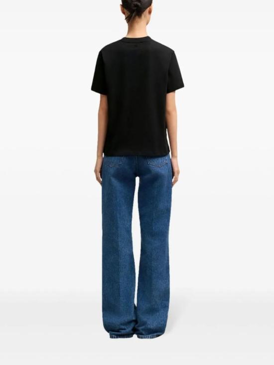  아미 반팔 티셔츠 Ami Alexandre Mattiussi Ami De Coeur 코튼 티셔츠 블랙 - AMI