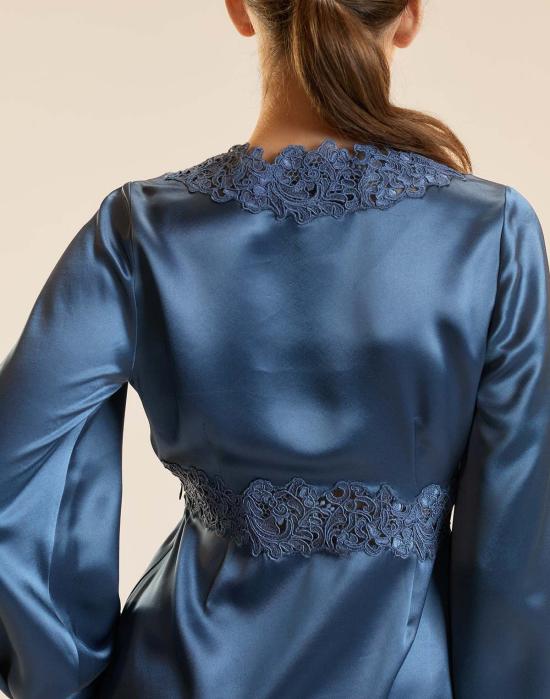  신시아 로리 숏 원피스 신시아 로울리 가르보의 실키 레이스 드레스 블루 - CYNTHIA ROWLEY