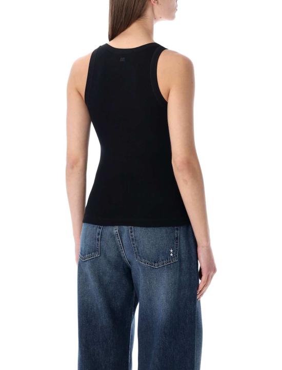  아미 민소매 티셔츠 Ami Alexandre Mattiussi Ami De Coeur 립 탱크탑 블랙 - AMI