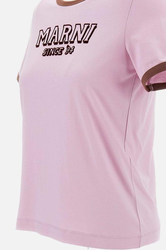  마르니 반팔 티셔츠 로고 티셔츠 핑크 - MARNI