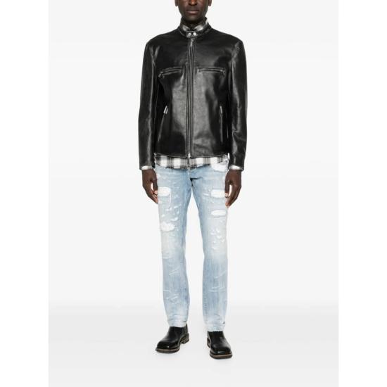  디스퀘어드2 자켓 Dsquared2 아우터웨어 가죽 재킷 블랙 - DSQUARED2