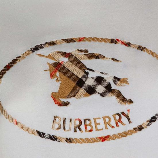  버버리 반팔 티셔츠 화이트 코튼 티셔츠 티 초크 - BURBERRY