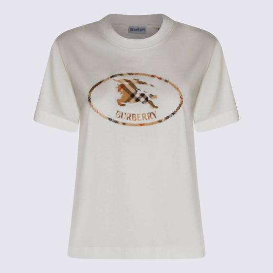  버버리 반팔 티셔츠 화이트 코튼 티셔츠 티 초크