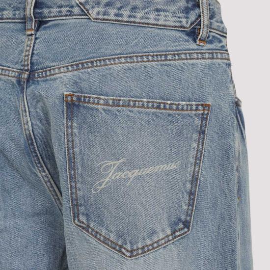  자크뮈스 데님 팬츠 Jacquemus Le De Nimes Droit Jeans C 블루 타박 - JACQUEMUS