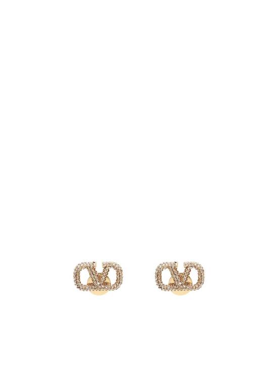  발렌티노 가라바니 이어링 브이로고 시그니처 메탈 & 스와로브스키 크리스탈  골드/크리스탈