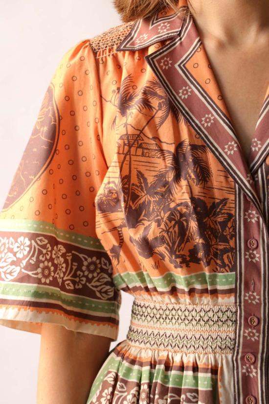  알레메 롱 원피스 알레마이스 알베르타 스모크 셔츠드레스 - ALEMAIS