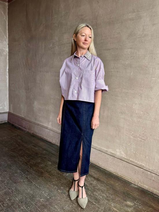  티더블유피 블라우스 Twp Next Ex 크리스탈 칼라 셔츠 - TWP