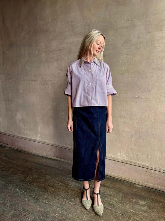  티더블유피 블라우스 Twp Next Ex 크리스탈 칼라 셔츠 - TWP