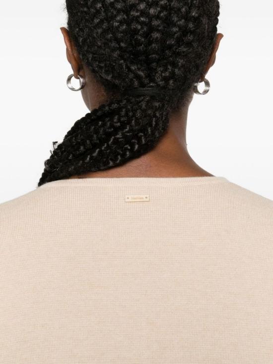  막스마라 스웨터 캐시미어 울 베이지 브이넥 - MAX MARA