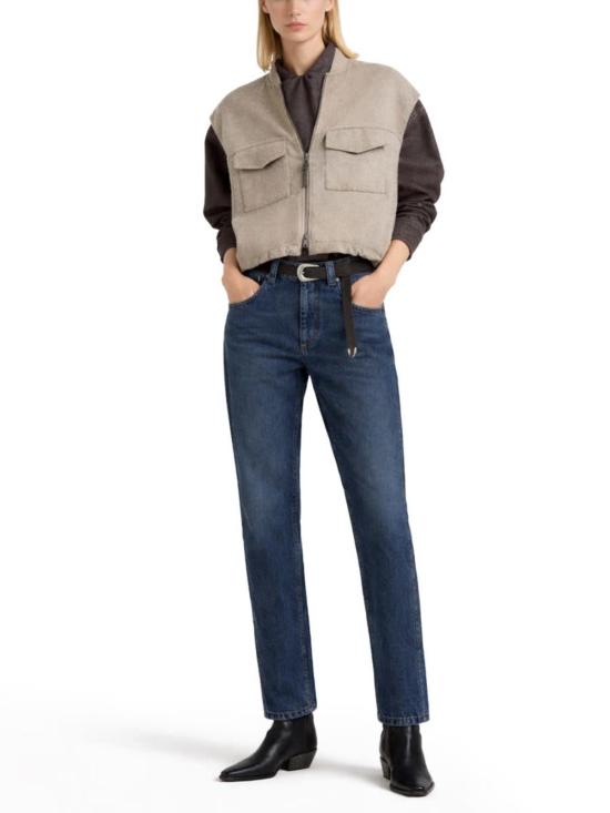  브루넬로 쿠치넬리 데님 팬츠 Brunello Cucinelli 스트레이트 진 데님 - BRUNELLO CUCINELLI