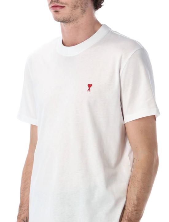  아미 반팔 티셔츠 Ami Alexandre Mattiussi Ami Paris 오가닉 코튼 Ami De Coeur 티셔츠 블랑 - AMI