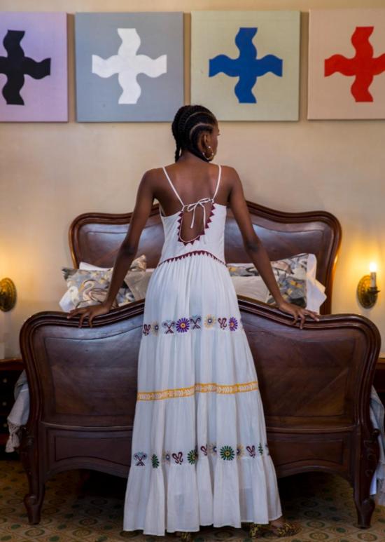  캐롤리나 케이 롱 원피스 사막 동물들 블루 마리에타 드레스 가드니아 - CAROLINA K