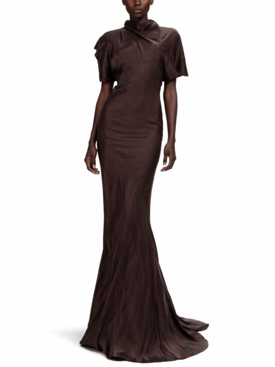  릭 오웬스 롱 원피스 롱 세브 가운 드레스 브라운 - RICK OWENS