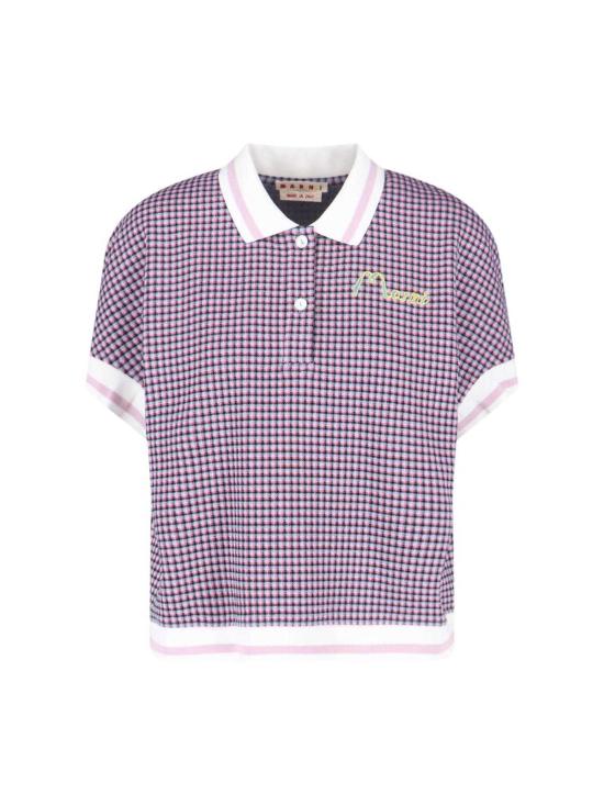  마르니 반팔 티셔츠 로고 폴로 셔츠 퍼플