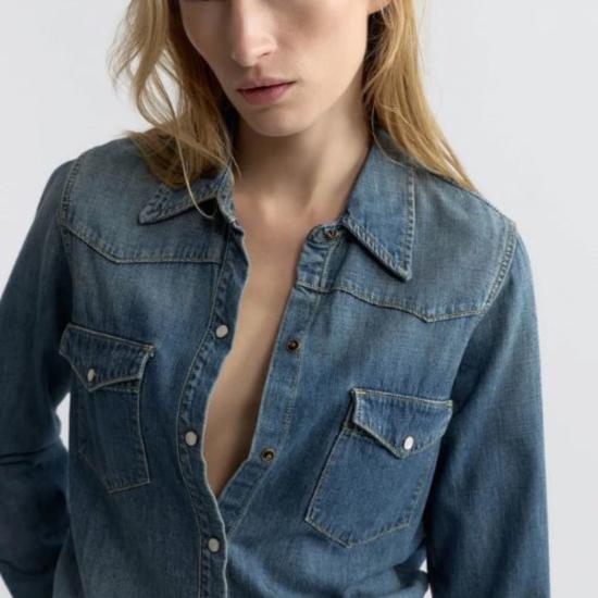  닐리로탄 데님 셔츠 Nili Lotan 트래비스 셔츠 인디고 린스 - NILI LOTAN