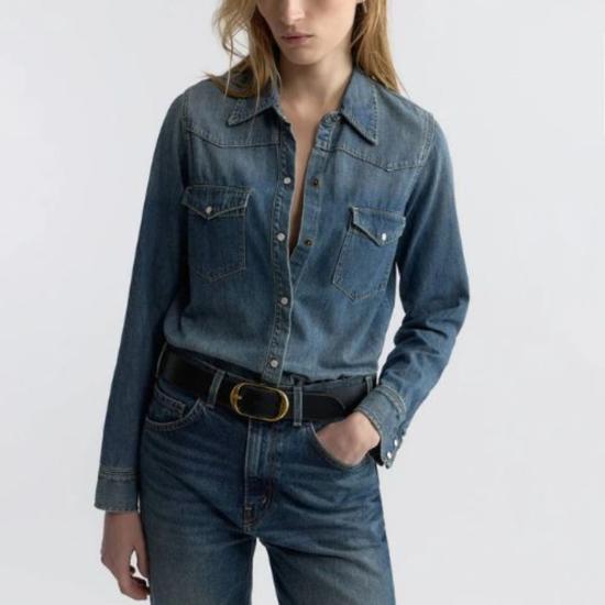  닐리로탄 데님 셔츠 Nili Lotan 트래비스 셔츠 인디고 린스