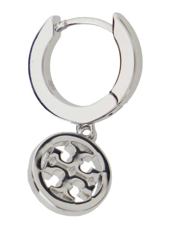  토리버치 이어링 아이콘 메탈릭  (더블 T 로고 참 장식, 실버) - TORY BURCH