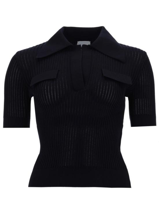  파투 반팔 티셔츠 자수 코튼 폴로 셔츠 블루