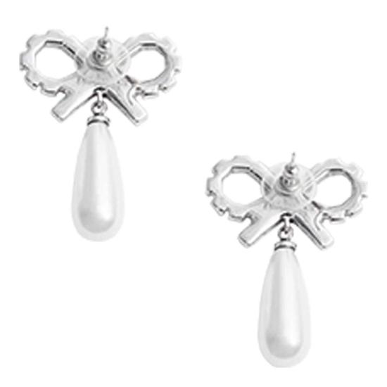  셀프 포트레이트 이어링 크리스탈 리본 진주 귀걸이 실버 - SELF PORTRAIT