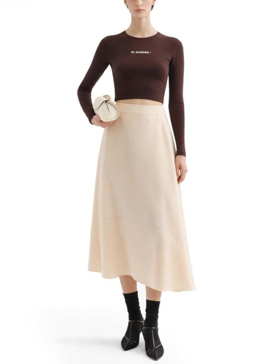  질샌더 블라우스 질 샌더 로고 크롭탑 (브라운) - JIL SANDER