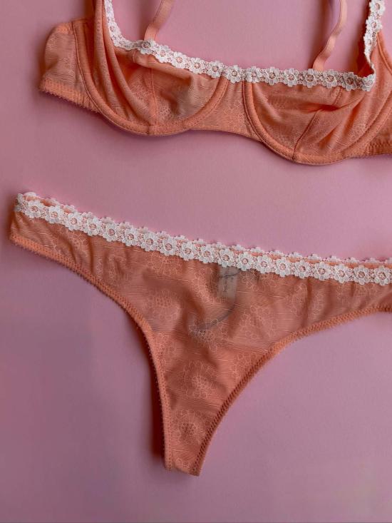  Yasmine Eslami 팬티 야스민 에슬라미 타마라 플라워 메시 레이스 끈 오렌지 블로섬