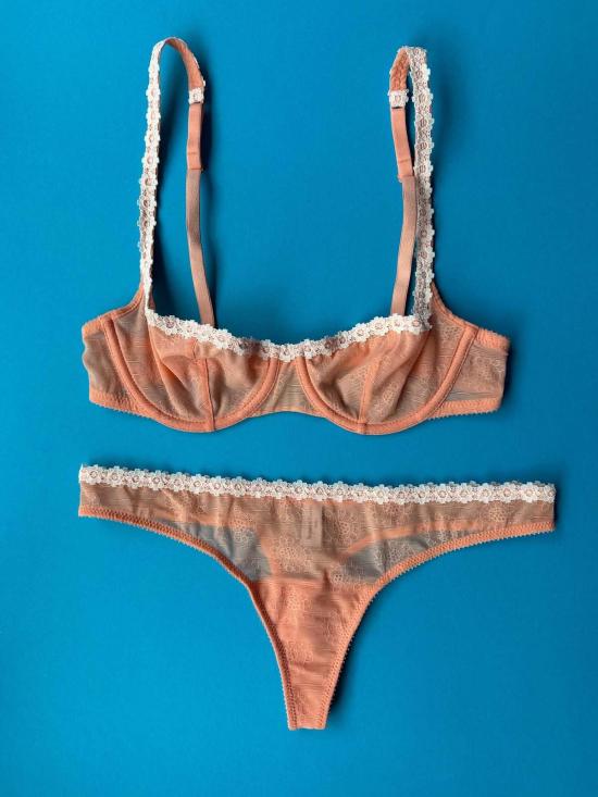  Yasmine Eslami 팬티 야스민 에슬라미 타마라 플라워 메시 레이스 끈 오렌지 블로섬 - OTHER BRANDS