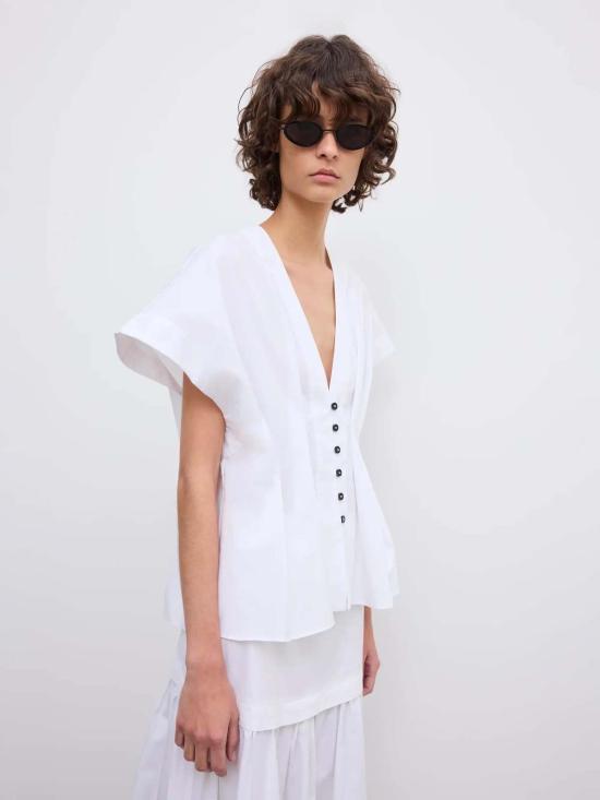  하우스 오브 다그마르 블라우스 하우스 오브 다그마 허리 조임형 면 탑 - HOUSE OF DAGMAR