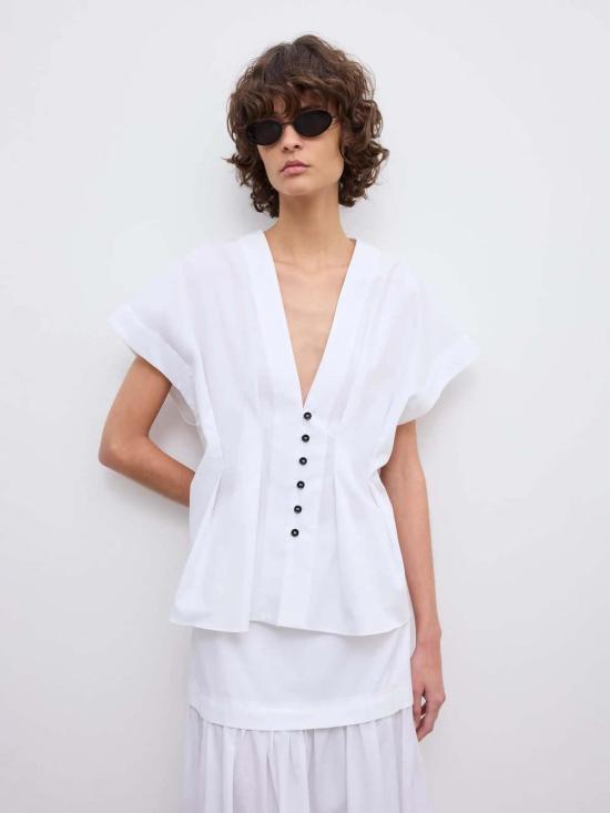  하우스 오브 다그마르 블라우스 하우스 오브 다그마 허리 조임형 면 탑