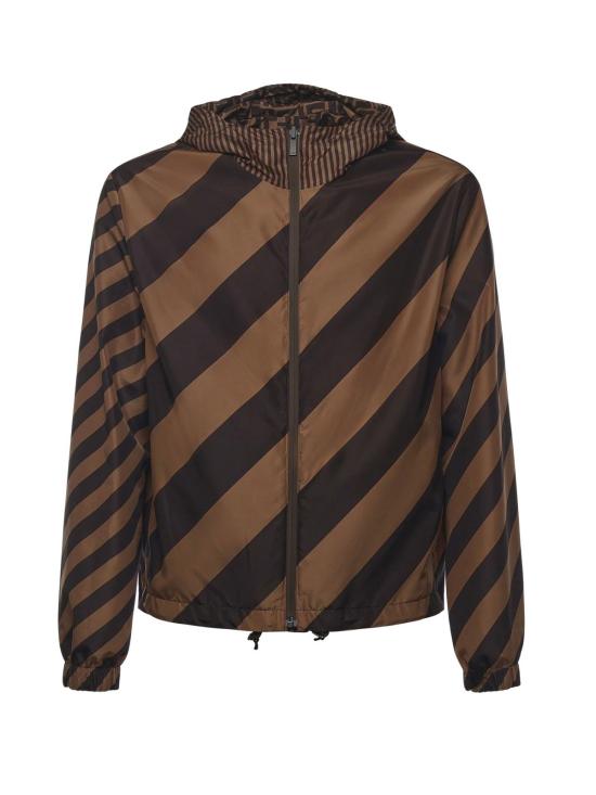  펜디 자켓 리버서블 나일론 윈드브레이커 재킷 타바코/모로 - FENDI