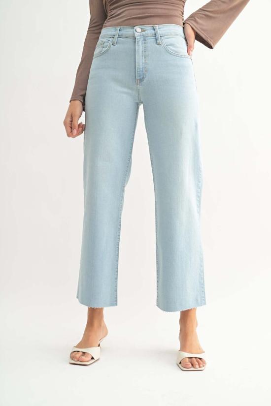  저스트 블랙 데님 데님 팬츠 미드라이즈 클래식 스트레이트 라이트 데님