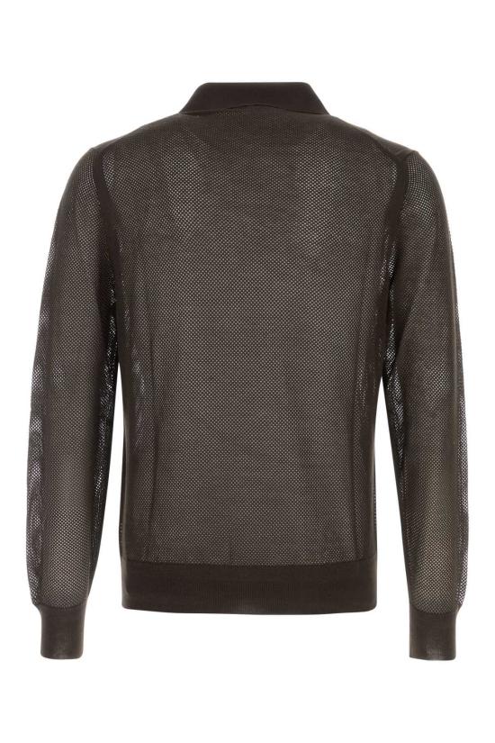  톰포드 폴로 티셔츠 톰 포드 초콜릿 메쉬 폴로 셔츠 초콜릿 - TOMFORD