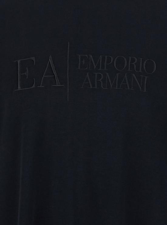  엠포리오 아르마니 반팔 티셔츠 크루넥 티셔츠 (자수 로고 레터링, 블랙) - EMPORIO ARMANI
