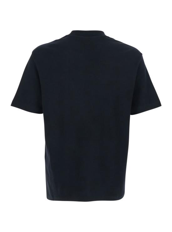  엠포리오 아르마니 반팔 티셔츠 크루넥 티셔츠 (자수 로고 레터링, 블랙) - EMPORIO ARMANI