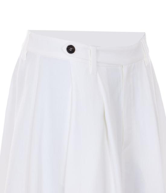  브루넬로 쿠치넬리 미디 스커트 Brunello Cucinelli Monile 로고 미디 와이드 스커트 화이트 - BRUNELLO CUCINELLI