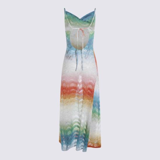  미소니 롱 원피스 미쏘니 멀티컬러 비스코스 드레스 레드 - MISSONI