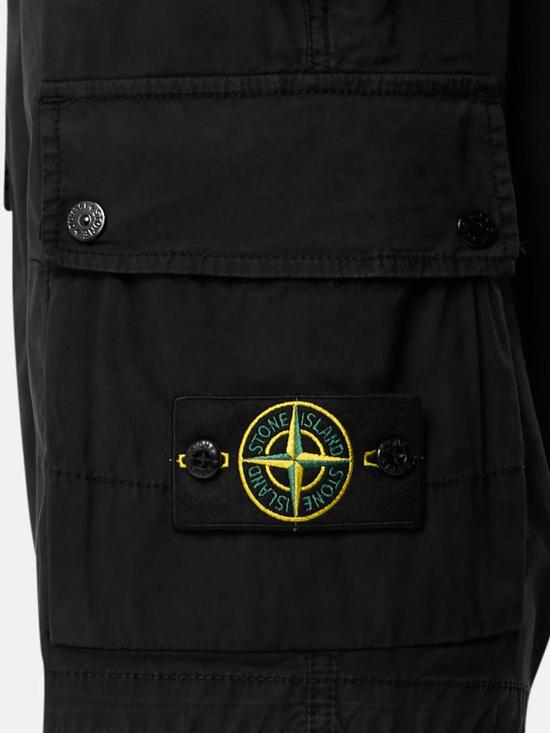  스톤 아일랜드 숏팬츠 오가닉 코튼 쇼츠 블랙 - STONE ISLAND