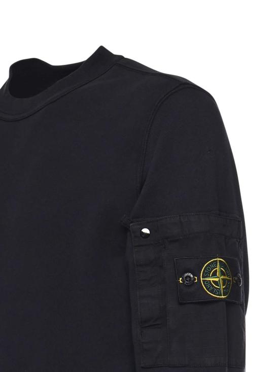  스톤 아일랜드 긴팔 티셔츠 로고 코튼 스웨트셔츠 블루 - STONE ISLAND