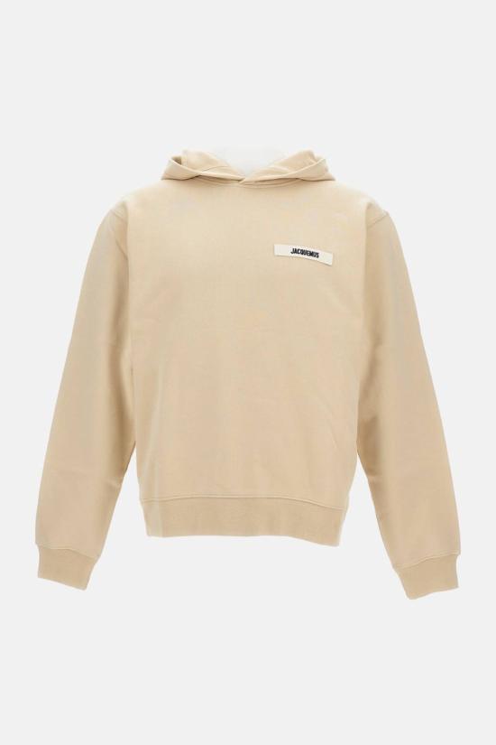  자크뮈스 긴팔 티셔츠 그로스 그레인 후드티 베이지