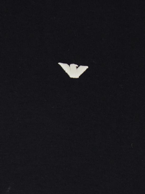  엠포리오 아르마니 긴팔 티셔츠 로고 자수 및 앞지퍼 여밈 스웨트셔츠 블랙 - EMPORIO ARMANI