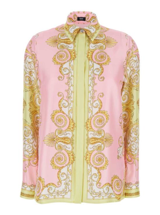  베르사체 블라우스 바로크 프린트 실크 셔츠 멀티컬러