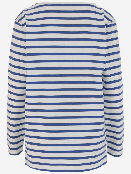  발렌티노 가라바니 긴팔 티셔츠 스트라이프 패턴 긴팔 코튼 티셔츠 (아보리오블루) - VALENTINO GARAVANI